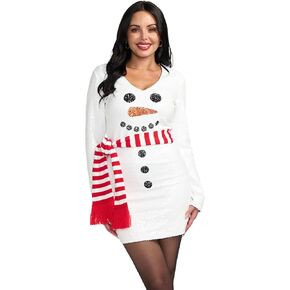 Tipsy Elves Women's Christmas Sccop Neck Sequin Dresses - Fun Festive Holiday Sequin Dress for Women
