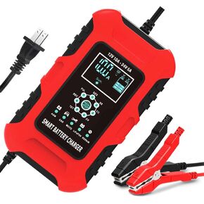10-Amp LiFePO4 Battery Charger, 12V 24V Automatic Smart Battery Charger, Car Trickle Charger, Maintainer/Pulse Repair Charger for Automotive Motorcycle Lawn Mower Boat Lead-Acid AGM LiFePO4 Batteries