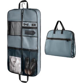 pack all 43" Premium Gusseted Travel Garment Bag, Heavy Duty Hanging Suit Bag, Foldable Dress Bag for Closet Storage, Suit Cover Protector for Clothes Shirts Dresses Coats(Grey)