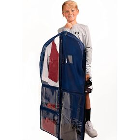 Waterproof Hanging Garment Bag 40 inch Clothes Bag with Gusset, 5 Pockets & Side Zip for Dance Costumes, Cheer, Skating, Theatre, Beauty Pageants,Cheer & More by Kendall Country, Forest Green