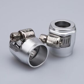 ID 16mm (0.63") Aluminum -6 AN Hex Hose Finisher Clamp with Screw Band for Fuel Line, Diesel/Gas/Air/Water/Oil and Fuel Hose, Pack of 2, Silver