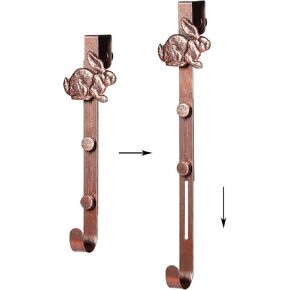 16" Iron Rabbit Bunny Wreath Hanger for Front Door, Christmas Halloween Fall Wreath Holder, Antique Copper Finish……