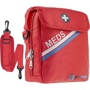 PracMedic Bags Medicine Bag- First Aid Bags Empty- Epipen Carry Case- Travel Medicine Bag for Insulin, Pill Bottle, Diabetic Supply, Asthma Spacer, Auvi Q, Allergy and First Aid Supplies (T-MEDS Red)