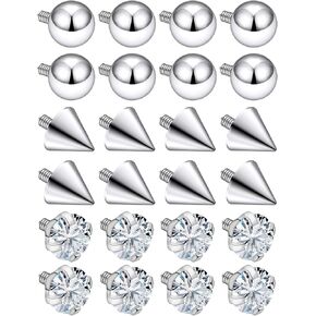 Lcolyoli 16G Internally Threaded Replacement Balls for Tragus Labret Medusa Piercing Jewelry Stainless Steel Conch Piercing Jewelry Monroe Lip Rings Different Size Cartilage Nail Helix Earring Stud