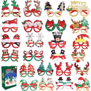 24 PCS Christmas Glasses Frames, Christmas Party Favors, Christmas Classroom Gifts, Christmas Goodie Bag Stuffers, Bulk Christmas Gifts for Kids