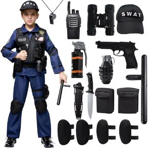 Spooktacular Creations Police SWAT Costume for Kids, S.W.A.T. Police Officer Costume for Boys Halloween Cosplay Themed Party