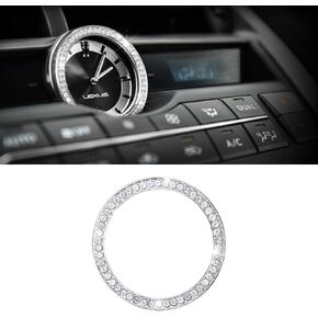 CARFIB Car Interior Bling Accessories for Lexus NX NX200 NX300 F Sport AWD FWD Clock Ring Time Decals Stickers Covers Cap Parts Decoration Trim Men Women Zinc Alloy Crystal Sparkly Cute Silver