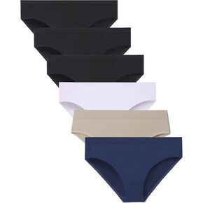 Womens Bikini Panties Seamless Underwear, Soft Stretch Cheekini Hipster Briefs 6 Pack