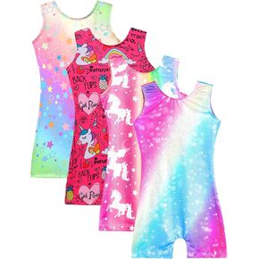 Nymphperi Bundle of Rainbow Hotpink Girls Gymnastics Leotards Size 5-6 Years Old