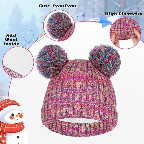 3Pcs Kids Hat Gloves Scarf Set for Girls Boys Toddlers Age 1-6 Winter Warm Beanie Hats Gloves Knit Set with Fleece Lined in Saudi Arabia