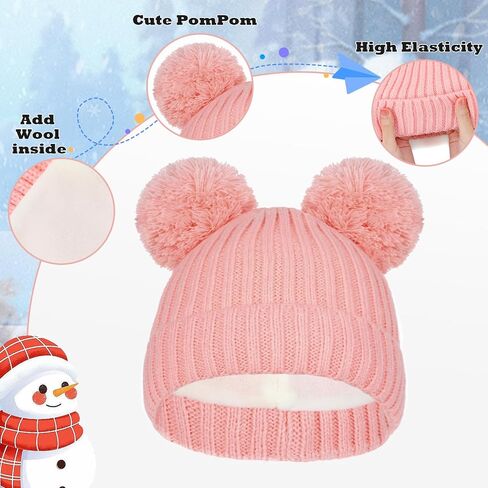 3Pcs Kids Hat Gloves Scarf Set for Girls Boys Toddlers Age 1-6 Winter Warm Beanie Hats Gloves Knit Set with Fleece Lined in Saudi Arabia