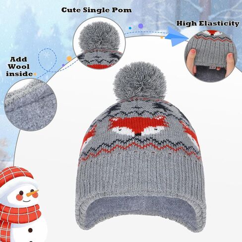 3Pcs Kids Hat Gloves Scarf Set for Girls Boys Toddlers Age 1-6 Winter Warm Beanie Hats Gloves Knit Set with Fleece Lined in Saudi Arabia