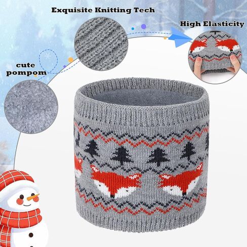 3Pcs Kids Hat Gloves Scarf Set for Girls Boys Toddlers Age 1-6 Winter Warm Beanie Hats Gloves Knit Set with Fleece Lined in Saudi Arabia