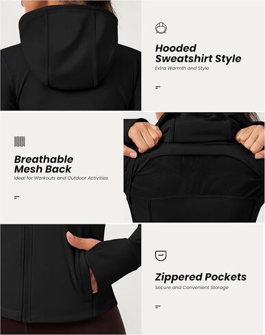 QUEENIEKE Hooded Workout Jacket for Women - Zip Up Athletic Running BBL Jacket Croped Tops with Back Mesh Vent & Thumb Holes in Saudi Arabia