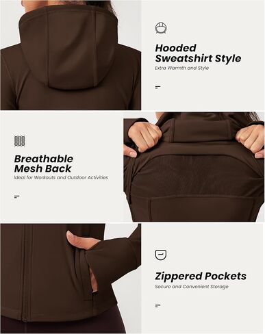 QUEENIEKE Hooded Workout Jacket for Women - Zip Up Athletic Running BBL Jacket Croped Tops with Back Mesh Vent & Thumb Holes in Saudi Arabia