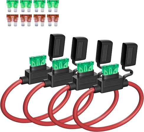 5 عبوات من حامل الصمامات المضمنة 18AWG، مع صمامات قياسية 5A و10A ATC/ATO لسيارة شاحنة وقارب ودراجة نارية in Kuwait