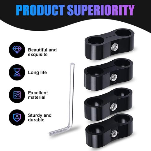 4 قطع من مشابك فصل خط وقود السيارة من gunhunt، أدوات الأنابيب الثابتة من سبائك الألومنيوم، مشابك تثبيت خرطوم AN6، مشابك ذات فتحة مزدوجة مع مفك براغي، مجموعة إصلاح السيارات، عالمية لمعظم السيارات (أسود) in Kuwait