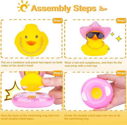 البط المطاطي للسيارات لوحة القيادة رعاة البقر بطة اكسسوارات السيارات الحلي مع قبعة رعاة البقر ديسكو صغيرة السباحة الدائري وشاح النظارات الشمسية والدعامة الخاصة (DC10) in Kuwait