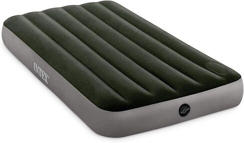 INTEX 64761E Dura-Beam Standard Downy Air Mattress: Fiber-Tech – Twin Size – Built-in Foot Pump – 10in Bed Height – 300lb Weight Capacity in Kuwait