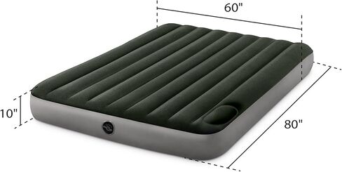 INTEX 64761E Dura-Beam Standard Downy Air Mattress: Fiber-Tech – Twin Size – Built-in Foot Pump – 10in Bed Height – 300lb Weight Capacity in Kuwait