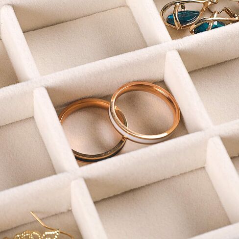 Frebeauty Extra Large Acrylic Jewelry Box for Women Girls 5 Layers Clear Velvet Earring Organizer with 5 Drawers Rings Display Case Necklaces Holder Tray (Beige) in Saudi Arabia