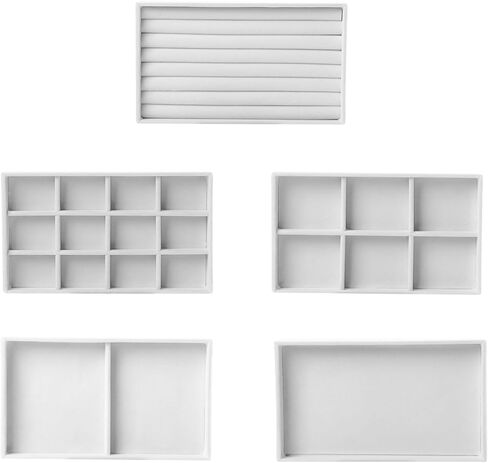 Frebeauty Extra Large Acrylic Jewelry Box for Women Girls 5 Layers Clear Velvet Earring Organizer with 5 Drawers Rings Display Case Necklaces Holder Tray (Beige) in Saudi Arabia