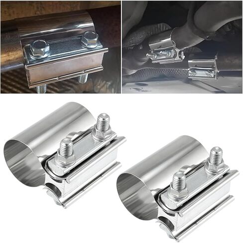 Mandark 2PCS Car Exhaust Clamp, 2 Inch Stainless Steel Auto Butt Joint Band Clamp Sleeve Coupler for Exhaust Pipe Muffler, Vehicle Interior Accessories, Universal for RV, SUV, Truck in Saudi Arabia