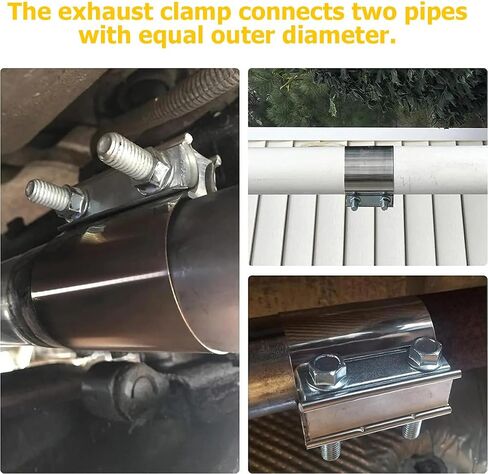 Mandark 2PCS Car Exhaust Clamp, 2 Inch Stainless Steel Auto Butt Joint Band Clamp Sleeve Coupler for Exhaust Pipe Muffler, Vehicle Interior Accessories, Universal for RV, SUV, Truck in Saudi Arabia