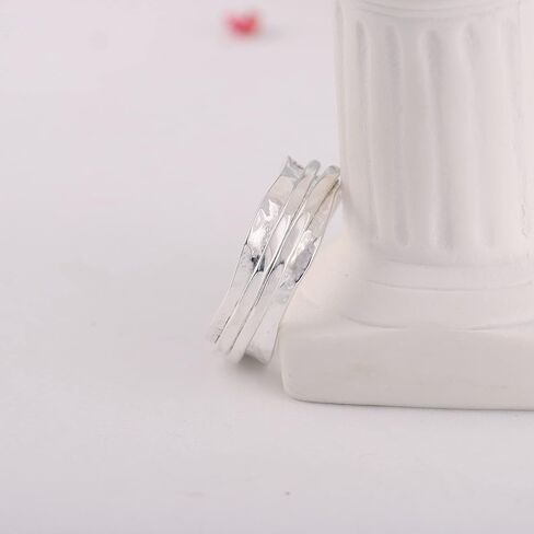 925 Sterling Silver Anxiety Ring with Beads Fidget Spinning Rings for Women Worry Beads Rings in Kuwait