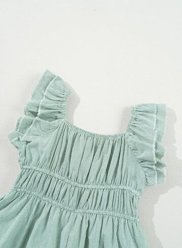 blibean Girls Summer Cotton Dresses Tween Ruffle Double Layer Sleeve Sundress Size 6-15 Years in Saudi Arabia