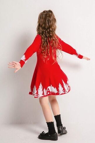 SMILING PINKER Girls Christmas Ugly Dress Reindeer Santa Warm Sweater Jumper in Saudi Arabia