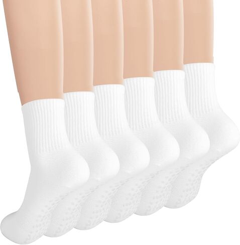 Lusofie 3 Pairs Pilates Socks with Grips for Women White Yoga Socks Barre Socks Pilates Grip Socks Non Slip Socks for Women in Saudi Arabia