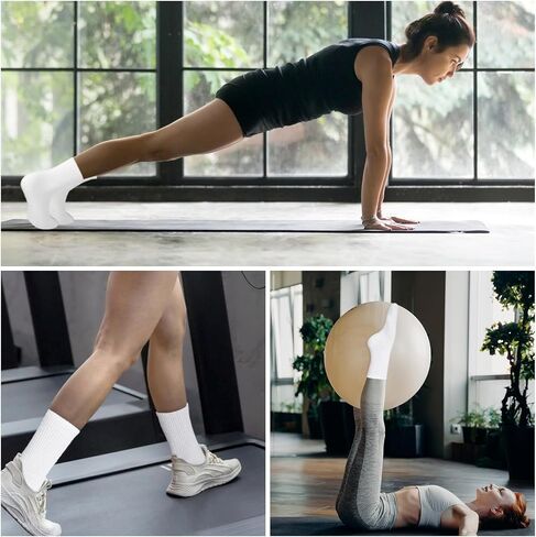 Lusofie 3 Pairs Pilates Socks with Grips for Women White Yoga Socks Barre Socks Pilates Grip Socks Non Slip Socks for Women in Saudi Arabia