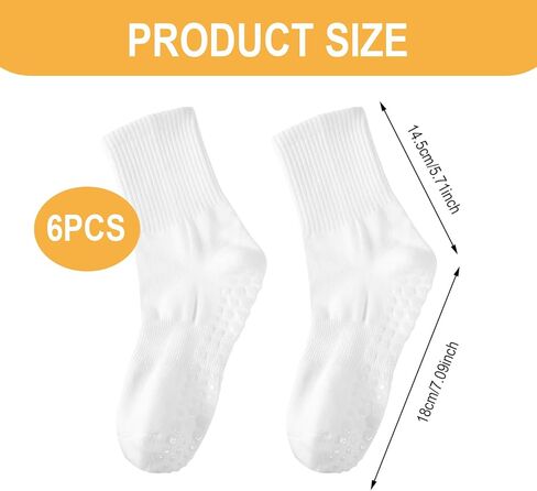 Lusofie 3 Pairs Pilates Socks with Grips for Women White Yoga Socks Barre Socks Pilates Grip Socks Non Slip Socks for Women in Saudi Arabia