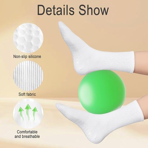 Lusofie 3 Pairs Pilates Socks with Grips for Women White Yoga Socks Barre Socks Pilates Grip Socks Non Slip Socks for Women in Saudi Arabia