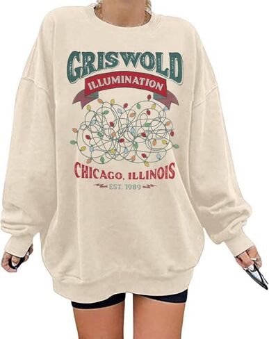 Christmas Sweatshirts for Women Merry and Bright Sweatshirt Long Sleeve Christmas Shirts Xmas Holiday Pullover Tops in Saudi Arabia