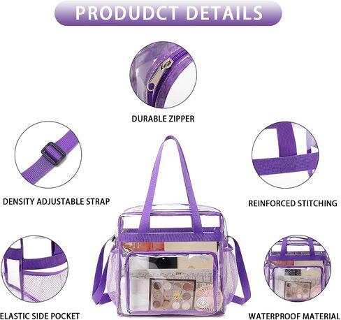 Clear Bag for Stadium Events 12 x6 x12 Clear Crossbody Tote Bag Stadium Approved with Adjustable Longer Strap in Saudi Arabia
