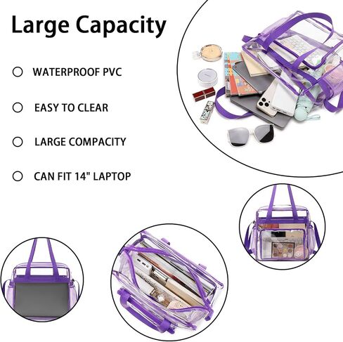 Clear Bag for Stadium Events 12 x6 x12 Clear Crossbody Tote Bag Stadium Approved with Adjustable Longer Strap in Saudi Arabia
