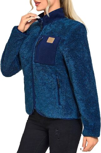 Women's Fleece Sherpa Jacket, Fuzzy Long Sleeve Casual Coat, Zip Up Warm Winter Fall Outerwear with Pockets in Kuwait