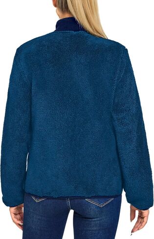 Women's Fleece Sherpa Jacket, Fuzzy Long Sleeve Casual Coat, Zip Up Warm Winter Fall Outerwear with Pockets in Kuwait