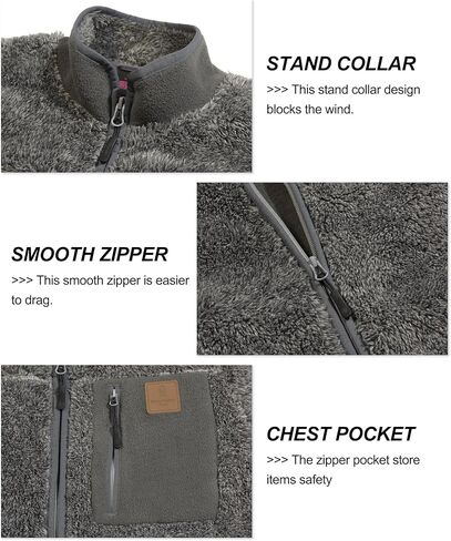 Women's Fleece Sherpa Jacket, Fuzzy Long Sleeve Casual Coat, Zip Up Warm Winter Fall Outerwear with Pockets in Kuwait