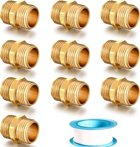 محول موصل خرطوم الحديقة، موصلات ذكر مزدوجة GHT مقاس 3/4 بوصة، تجهيزات إصلاح نحاسية مع محول مزدوج للذكر إلى الذكور (10 عبوات) in Kuwait