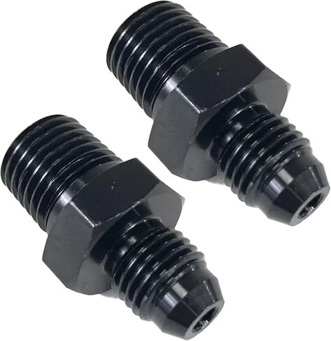 4AN Male Flare to 1/4'' NPT Male Hose Pipe Fitting Adapter Union Connector Aluminum Straight Black Anodized 2PCS in Kuwait
