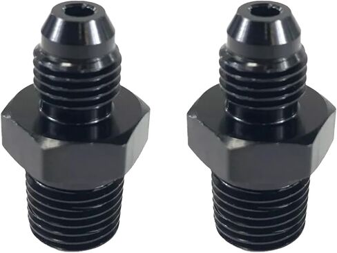 4AN Male Flare to 1/4'' NPT Male Hose Pipe Fitting Adapter Union Connector Aluminum Straight Black Anodized 2PCS in Kuwait
