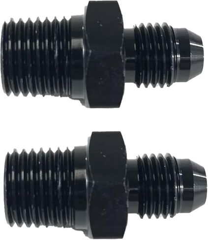 4AN Male Flare to 1/4'' NPT Male Hose Pipe Fitting Adapter Union Connector Aluminum Straight Black Anodized 2PCS in Kuwait