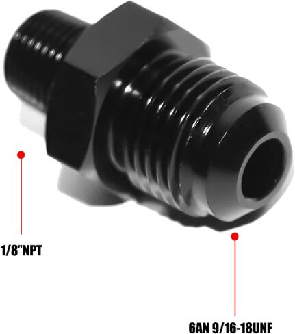 4AN Male Flare to 1/4'' NPT Male Hose Pipe Fitting Adapter Union Connector Aluminum Straight Black Anodized 2PCS in Kuwait