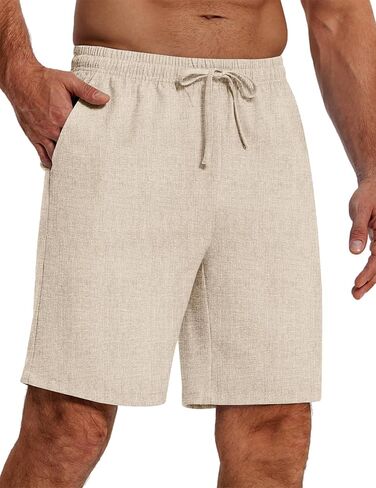 COOFANDY Mens Casual 9 Inch Shorts Summer Beach Linen Shorts Lightweight Drawstring Elastic Waist Shorts with Pockets in Saudi Arabia