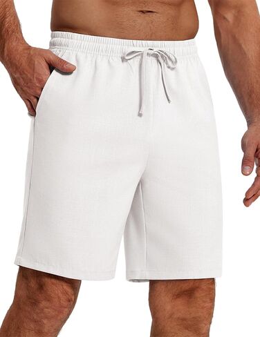COOFANDY Mens Casual 9 Inch Shorts Summer Beach Linen Shorts Lightweight Drawstring Elastic Waist Shorts with Pockets in Saudi Arabia