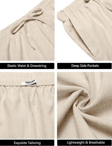 COOFANDY Mens Casual 9 Inch Shorts Summer Beach Linen Shorts Lightweight Drawstring Elastic Waist Shorts with Pockets in Saudi Arabia