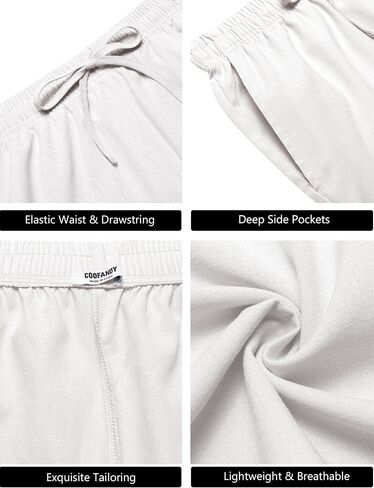 COOFANDY Mens Casual 9 Inch Shorts Summer Beach Linen Shorts Lightweight Drawstring Elastic Waist Shorts with Pockets in Saudi Arabia